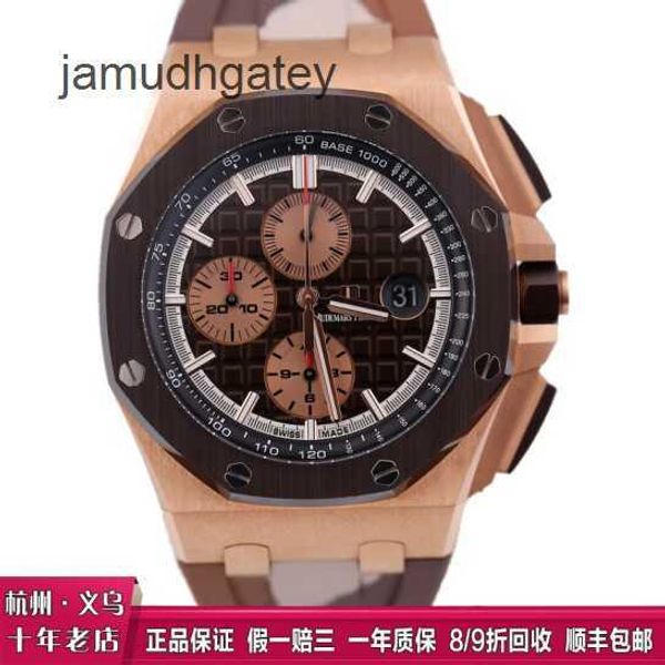 Ap Swiss Relógios de pulso de luxo Royal Ap Oak 26401 Mens Rose Gold Sports Watch Preto Cerâmica Camuflagem Timing Máquinas Automáticas Relógios Famosos Suíços Relógios Lux P6UH