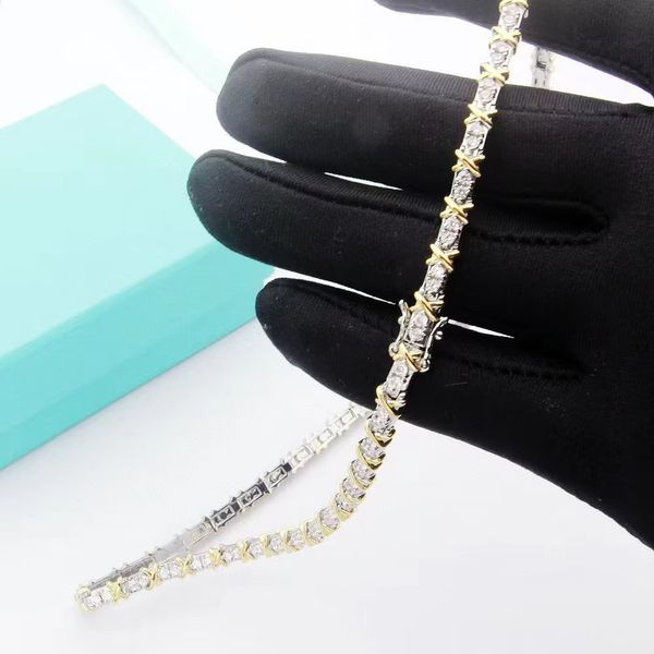 Colares de tênis gargantilhas colar moissanite jóias para mulheres x colar de diamante jóias de luxo mulher ouro prata atacado natal senhora meninas presente