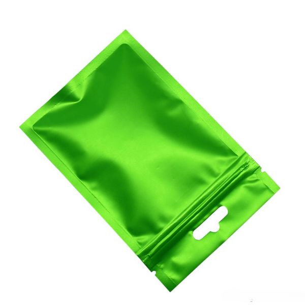 10*18 cm verde dianteiro fosco de alumínio transparente de alumínio Bolsa de embalagem de zíper para sementes Feijão Mylar Foil bolsa de armazenamento pendurada de pendura 100pcs/lote atacado