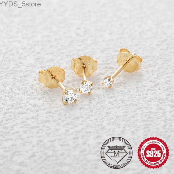 Stud BOAKO 925 Sterling Silver Ear Piercing Moissanite Diamante Brinco Conjunto Brilhante Jóias Para Mulheres 3mm 0.3 Quilates 3 Peças Presente YQ231107