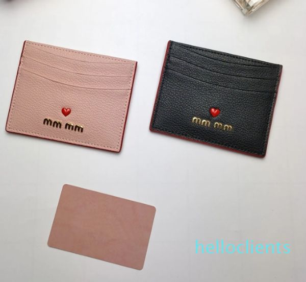 atacado designer mulheres titulares de cartão Lady lambksin couro macio mini carteira preto vermelho rosa saco de cartão de crédito