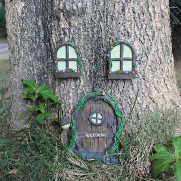 Decorazioni da giardino Giardinaggio Porte e finestre fluorescenti Resina Creativa Micro Paesaggio Decorazione per alberi da esterno