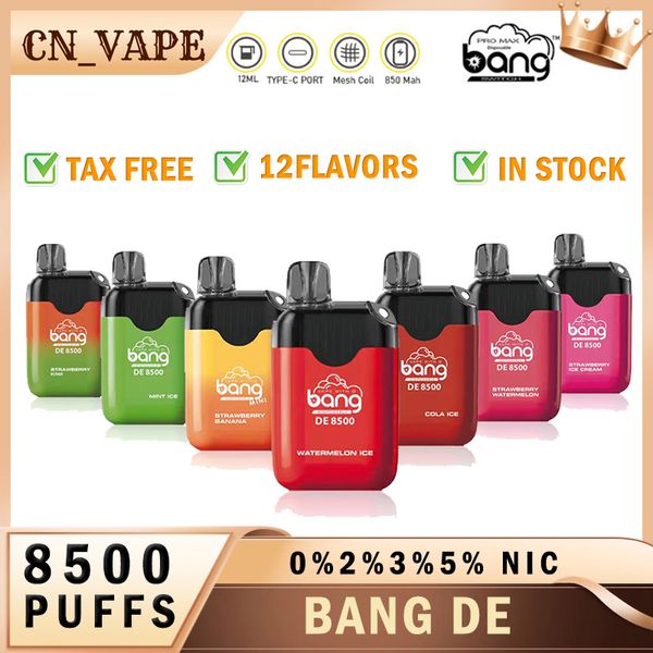 Sigaretta elettronica originale Bang Mini 8500 Puffs Vapes monouso Pen 18ml con 550mah ricaricabile BANG DE 8500 Clear Vape Big Puffs MESH COIL ecig DE 8500