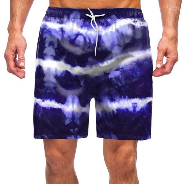 Shorts masculinos azul tronco masculto primavera verão calças casuais praia estampada com bolsos de lua de mel