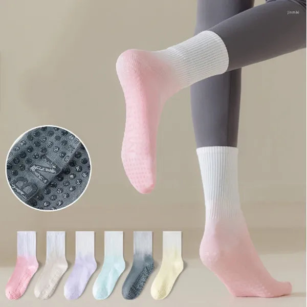 Frauen Socken 1 Paar Baumwolle Yoga Mode Farbe Professionelle Non-slip Silikon Indoor Fitness Gym Tanz Pilates Sport Mid-rohr