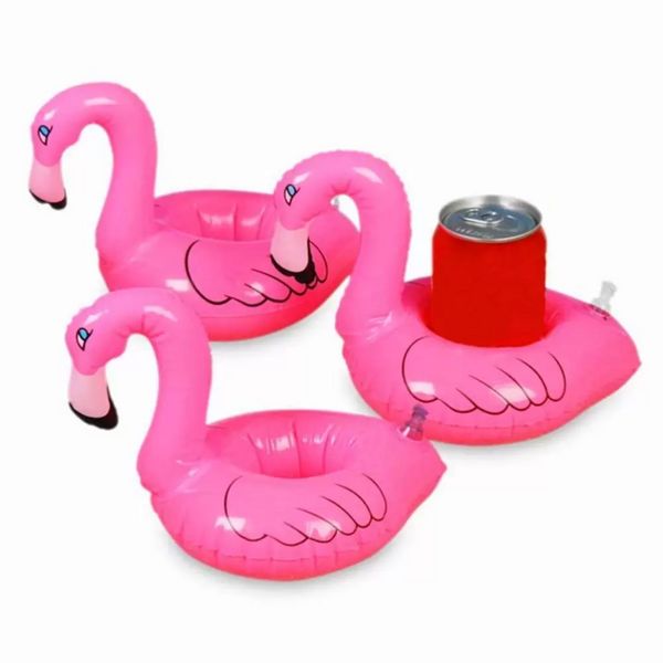 Mini piscina flamingo Holder de bebida flutuante pode inflável flutuando piscina de banho de praia de praia Toys FY7212 SS0407