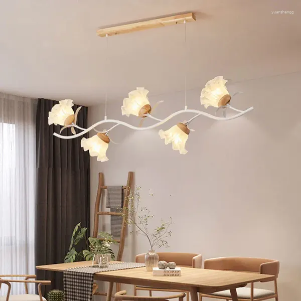 Lustres modernos lâmpada led para cozinha sala de jantar design minimalista casa criativa pétala abajur restaurante luzes suspensão