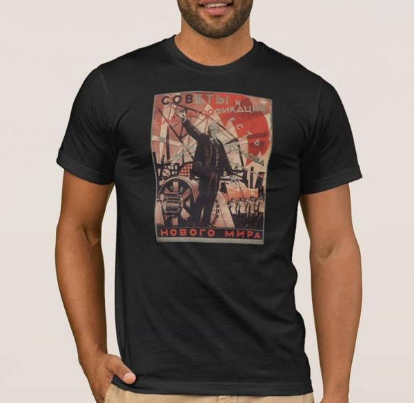 Die T-Shirts der Männer Sowjetisches Propaganda-Plakat Lenin-sozialistischer Kommunismus Viva UdSSR! T-Shirt. Sunmmer Baumwolle Kurzarm O-Neck Herrenhemd S-3XL