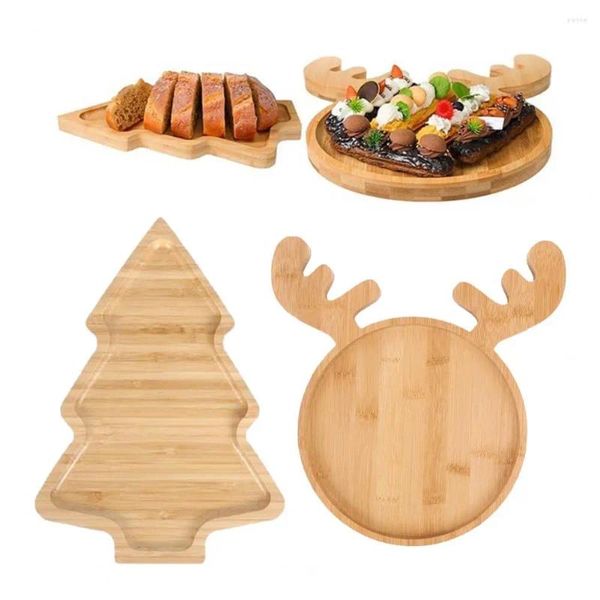 Piatti Natale Vassoio in legno Albero Cappello da Babbo Natale Forma di alce Snack rustico Gioielli Frutta Piatto da portata Portaoggetti Forniture per feste