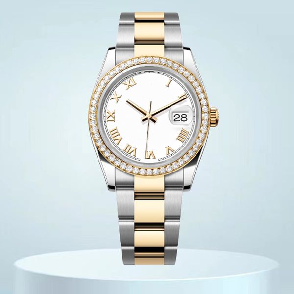 Relógio para homens luxo moissanite diamante relógio 36mm 41mm mostrador branco designer relógios femininos montre 8215 movimento automático 904L relógio mecânico de aço inoxidável