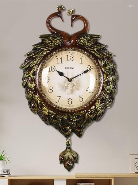 Orologi da parete Orologio pavone silenzioso Soggiorno in stile europeo Moda di lusso Design moderno creativo Arte Reloj Pared Home Decor