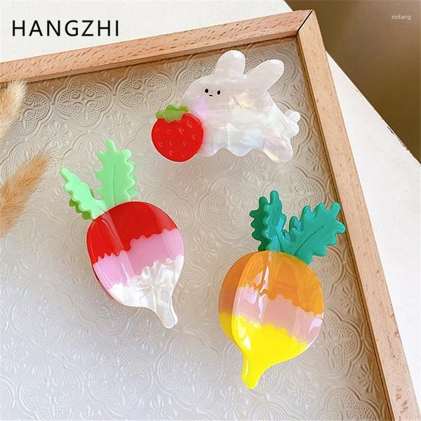 Fermagli per capelli HANGZHI carino carota colorata in acetato per donne bambini copricapo con artiglio animale vegetale