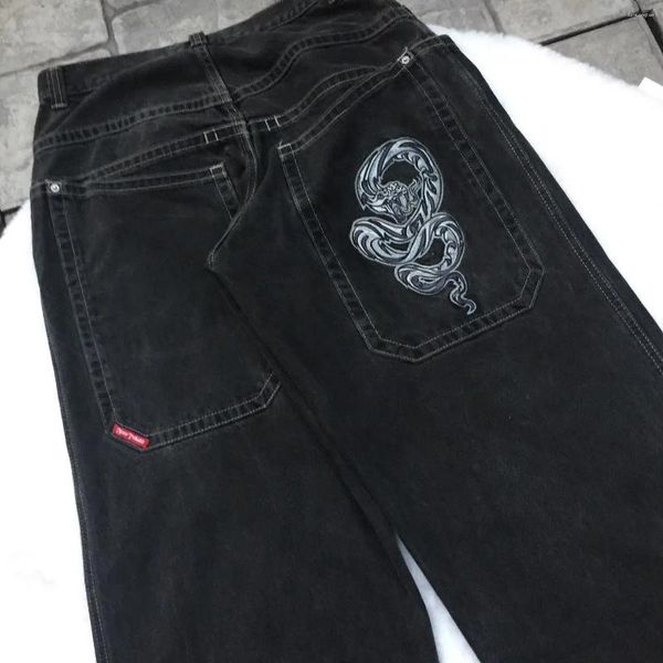 Jeans da donna Streetwear Y2k Hip Hop Snake Stampa grafica Pantaloni neri larghi oversize gotici Uomo Donna Pantaloni larghi Goth Harajuku