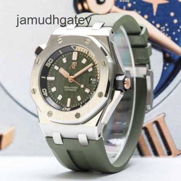Relógios de pulso de luxo Ap Swiss 15720 Royal Oak Offshore Série 42 Diâmetros Mostrador Verde Militar Conjunto de relógio masculino mecânico automático de precisão SVHN