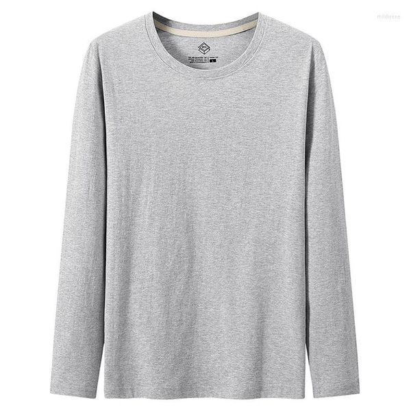 T-shirt da uomo T-shirt a maniche lunghe in cotone da uomo causale blu grigio magliette solide bianche S-6XL