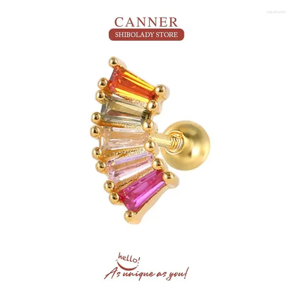Серьги-гвоздики CANNER прямоугольные цветные циркониевые жемчужины для женщин стерлингового серебра 925 пробы пирсинг Pendiente ювелирные изделия