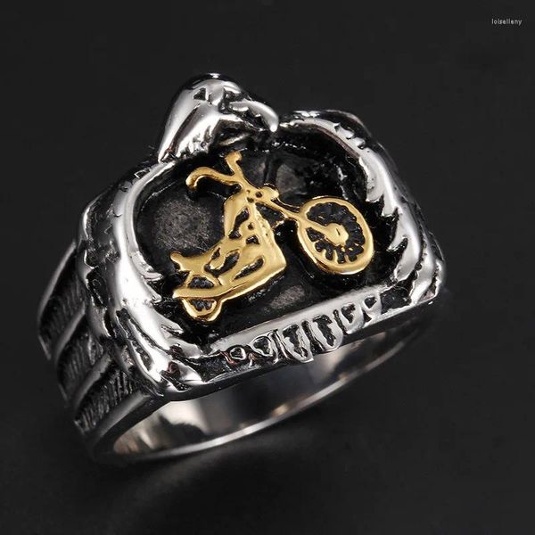 Cluster Rings Punk Herren 316L Edelstahl Schwarz Silber Farbe Motorrad Eagle Biker Ring