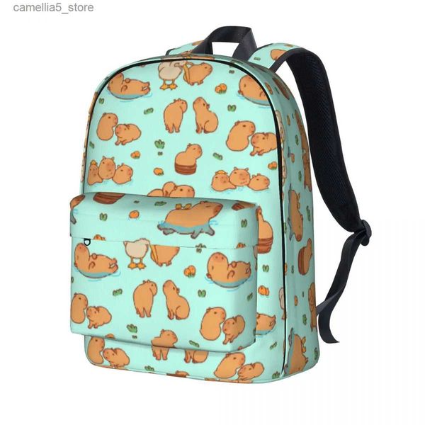 Рюкзаки Симпатичный рюкзак с капибарой Гигантский грызун Смешные уличные рюкзаки Студенческие элегантные школьные сумки Красочный легкий рюкзак Q231108