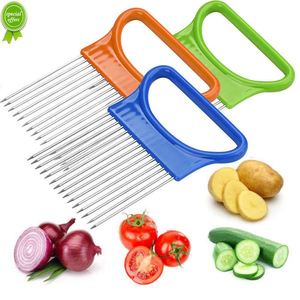 Neu Neue Haushaltsartikel Tomaten Zwiebel Gemüseschneider Schneidhilfe Halter Guide Slicing Cutter Safe Fork Nützliches Küchenzubehör