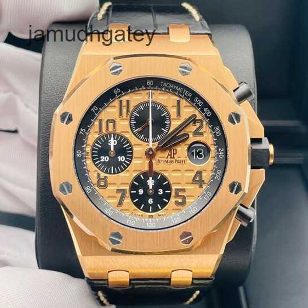 Relógios de pulso de luxo Ap Swiss 2647 0OROOA002CR Epic Royal Oak Offshore Series Mens Watch 42 mm de diâmetro Aço de precisão 18k Rose Gold Mens Leisure Watch Relógio D9VI