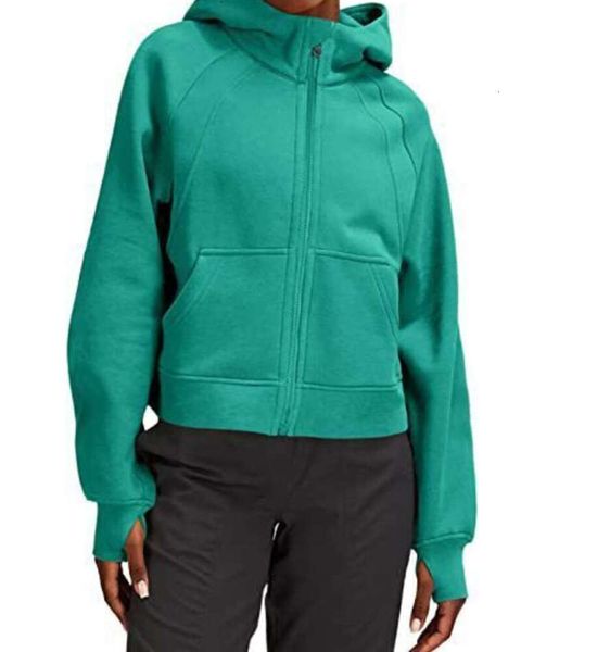 2023 Lulu Neues Kapuzenpullover-Sweatshirt mit Einsatztasche und langem Reißverschluss für Damen99