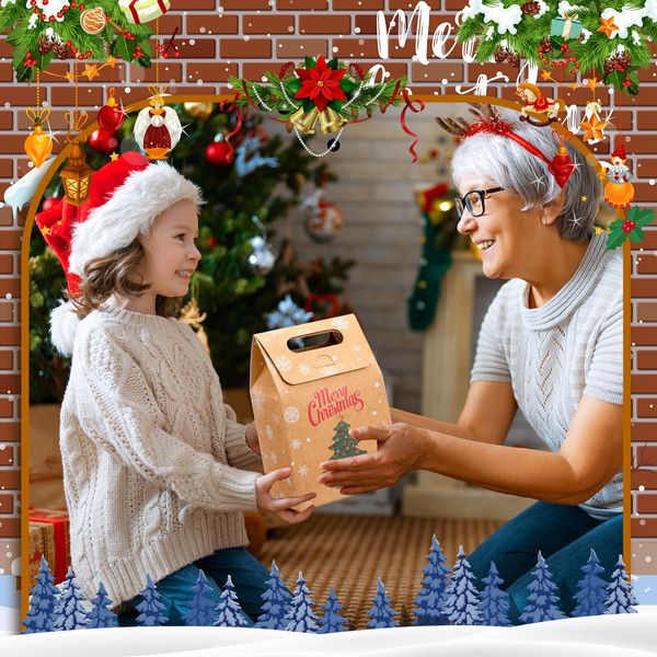 Decorações de Natal Caixas de presente de papel Kraft Xmas Treat Goodies Sacos de doces 6,1 x 3,9 2,4 polegadas BK Party Favor Wrap para crianças Suprimentos de Ot2Zh
