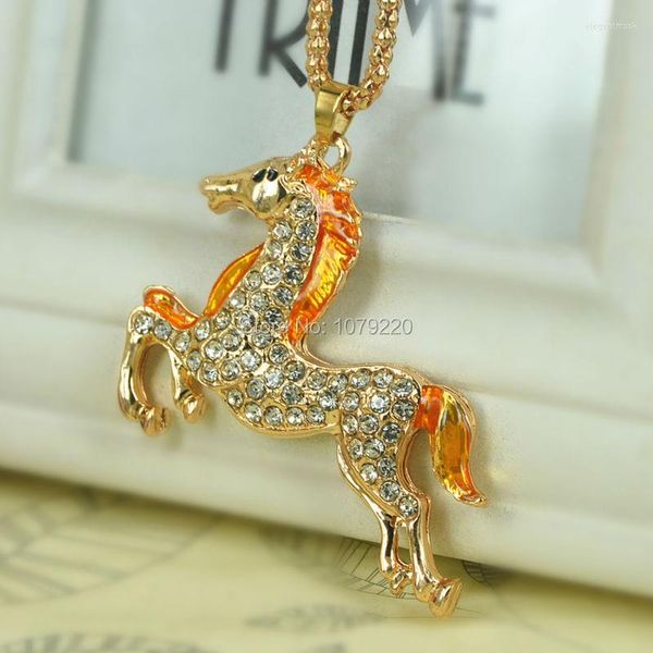 Pendentif Colliers Cheval Chandail Collier Bijoux Cristal Pour Femmes Longs Pendentifs Strass Chaîne Christma Saint Valentin Cadeau