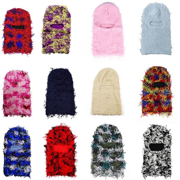 Balaclava shiesty chapéu gorro de inverno máscara de boca cheia gorros de malha angustiados chapéus balaclavas chapéus de esqui máscara 35 cores