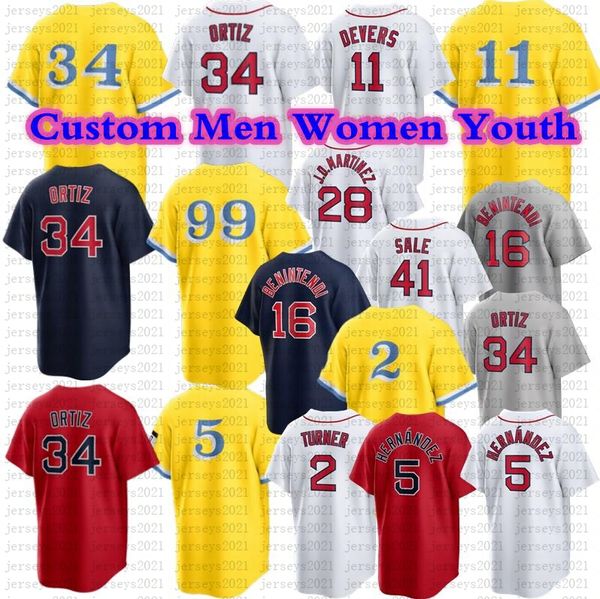 2023 S-4XL David Ortiz Martinez Baseball Jersey Trevor Story Ted Williams Xander Bogaerts Enrique Hernandez Chris Sale Rafael Devers Bobby Dalbec Wong