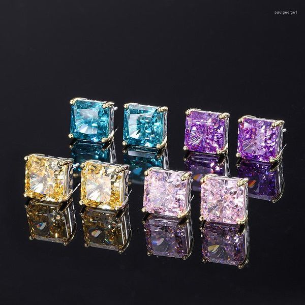 Creolen Brand Genuine Luxury Real Jewels S925 Ganzkörper Silber Carbon Diamond Redian Cut Color Treasure Princess Square Hauptstein 10