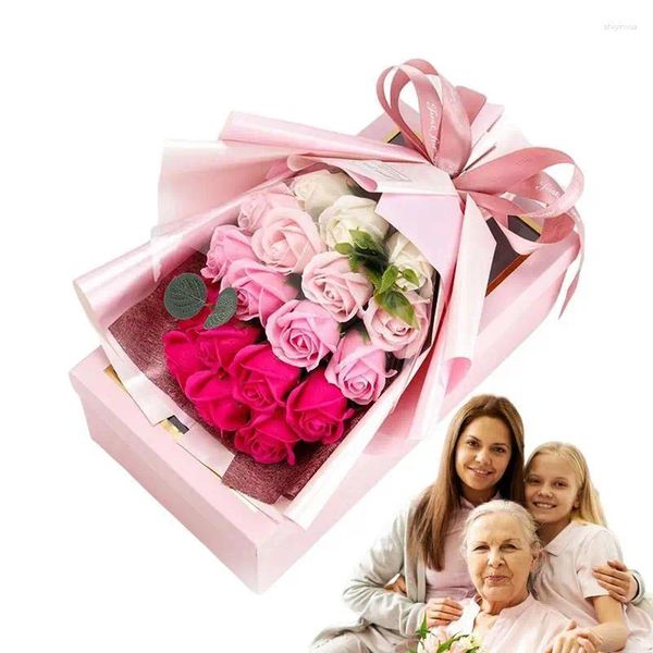 Flores decorativas perfumadas sabão buquê de flores banho rosa artificial casamento mãe pai presentes com fragrância fraca
