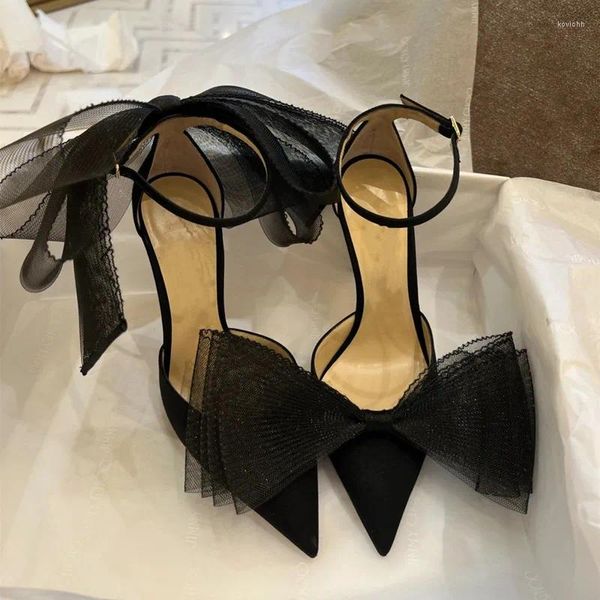 Kleid Schuhe Spitze Ferse Sandalen Schwarz Für Frauen Schnalle Riemen Beige Frühling Komfort 2023 Hohe Mädchen Sexy Stiletto Bogen Geschlossen Gummi Aber