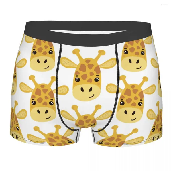 Unterhose Männer Boxer Briefs Shorts Höschen Giraffe Nette Kindische Tier Gesicht Kopf Atmungsaktive Unterwäsche Homme Humor