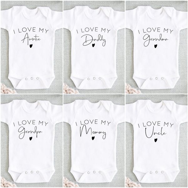 Strampler I Love My DadAuntieMomOnkel BoysGirls born Baby Tights born Lässiger Rundhals-Bodysuit Lustige bedruckte Kleidung 230406