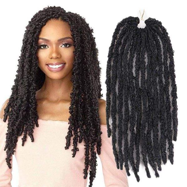 Synthetisches Schmetterlings-Locs-Häkelhaar 14 20-Zoll-handgemachtes Distressed-Faux-Locs-Häkelzöpfe-Haar Bob-Schmetterlings-Locs-Haar