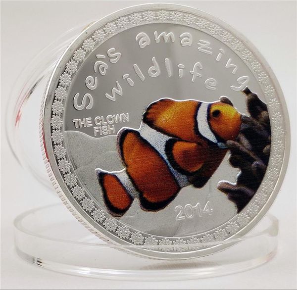 Artes e artesanato Africano Tropical Fish Coin Commemoration Gold e Prata Moeda de Animais Marinhos