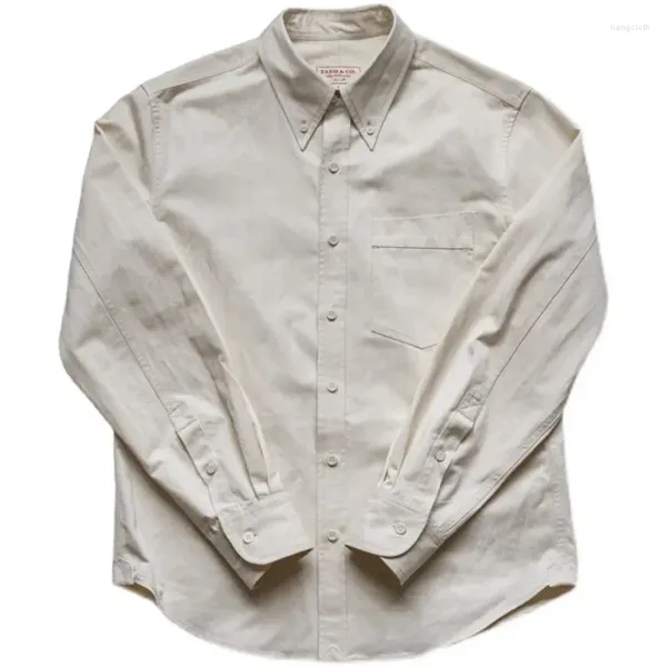 Hemden für Herren, Button-Down-Hemd, Fischgrätenmuster, Twill, spitzer Kragen, lange Ärmel, IVY-Muster, Business-Campus, maßgeschneiderte Vintage-Kleidung