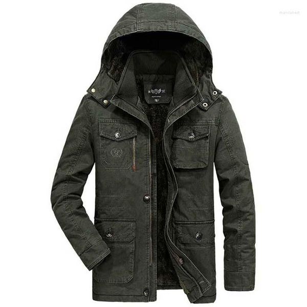 Piumino da uomo Plus Size 8XL Cappotto invernale caldo Giacca in pile da uomo con cappuccio Parka in velluto Colletto alla coreana Giacca a vento OUTWEAR Abbigliamento casual militare