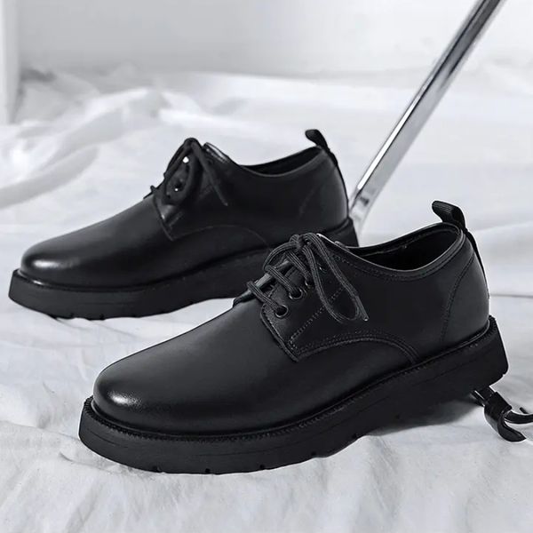 Scarpe eleganti da lavoro da uomo PU stringate suola spessa stile semplice testa tonda tinta unita comfort quotidiano scarpe da sposo scarpe Debbie