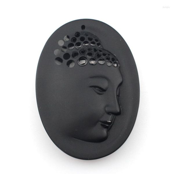 Anhänger Halsketten Natürlicher Obsidian Stein Buddha Kopf für Frau Geschenk kostenlos