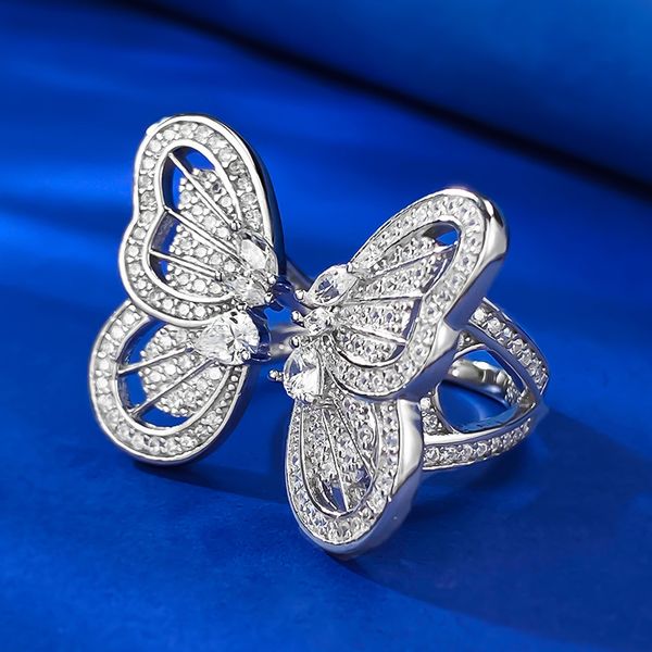 Schmetterling Moissanit Diamant Ring 100% Echt 925 Sterling Silber Party Hochzeit Band Ringe für Frauen Männer Verlobung Schmuck Geschenk