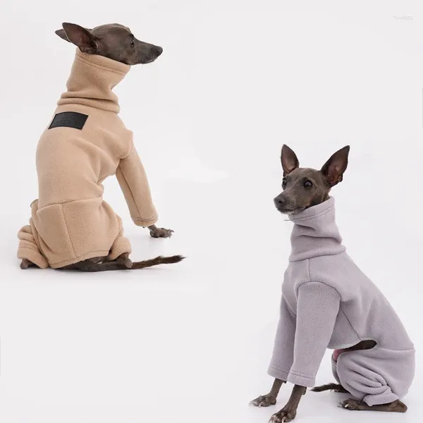 Roupas de vestuário para cães Whippet Greyhound Inverno Quente Dupla Face Polar Fleece Jaqueta de Quatro Pernas Gola Alta