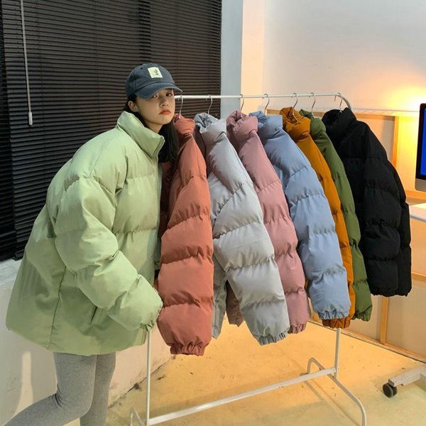 Frauen Trenchcoats Streetwear Koreanische Männer Winter Warme Jacken Parkas Einfarbig Lässige Oberbekleidung Harajuku Frau Taschen KleidungFrauen