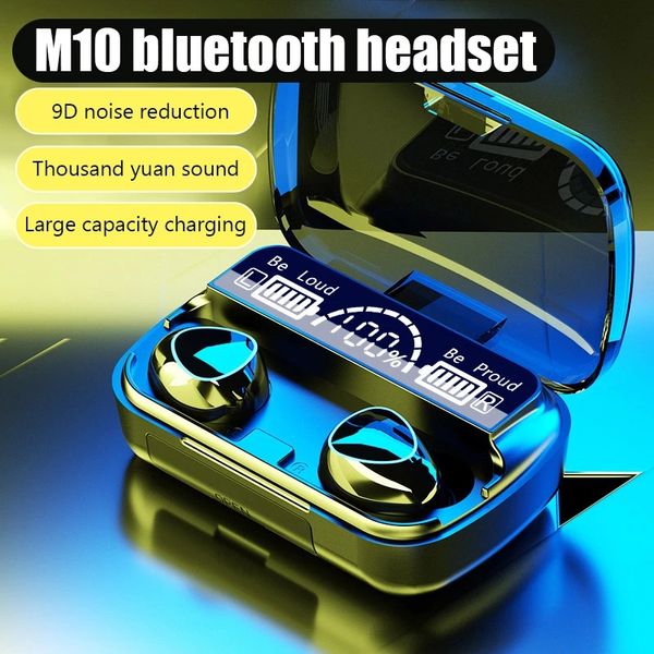M10 Tws Drahtlose Kopfhörer Bluetooth-Kopfhörer Wasserdichtes LED-Display-Headset Hifi-Stereo-Arbuds für iPhone-Android-Telefone
