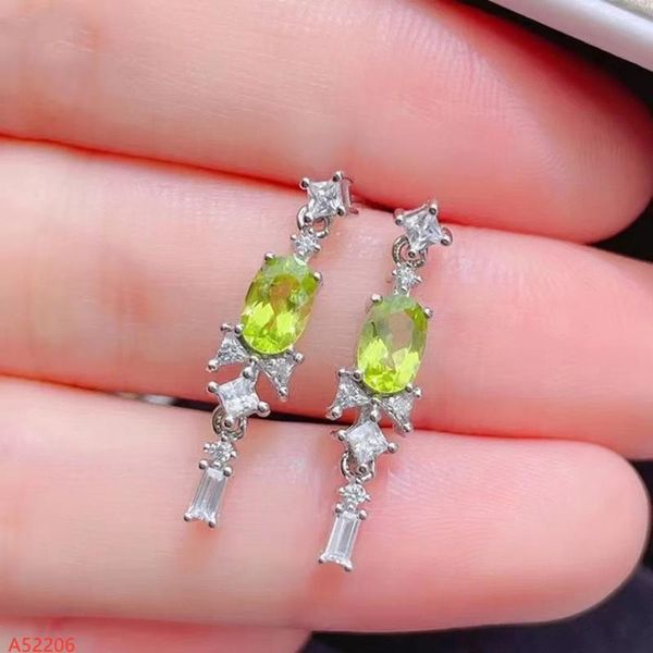 Orecchini a bottone in argento sterling 925 con pietra preziosa naturale di peridoto per le donne, regalo di compleanno per feste, sposare la ragazza che si è fidanzata, San Valentino