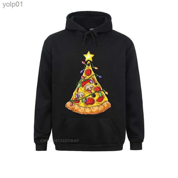 Moletons masculinos Moletons Pizza Christmas Tree Lights Xmas Homens Meninos Crustmas Presentes Camisa Outono Mulheres Hoodies Party Hoods 2021 Long Sle MoletonsL231107