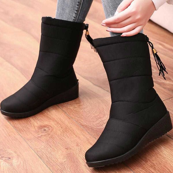 Botas Botas de tornozelas Mulheres Botas de neve de inverno Feminino Botas de peles femininas Sapatos impermeáveis ​​para mulheres Black Down Boots Botas femininas AA230406