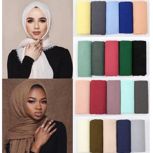 Roupas étnicas 1 PCS Lenço para Mulheres Muçulmanas Hijabs Lenços Longos Envoltórios Neckerchief Headband Plain Hijab Cabeça de Cabelo Algodão Moda Adulto