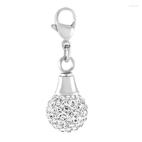 Colares pendentes IJA007 Moda 316L Aço inoxidável Brilhante Charm de bola de cristal de cristal Memorial de cremação para acessórios de bolsa Chaves