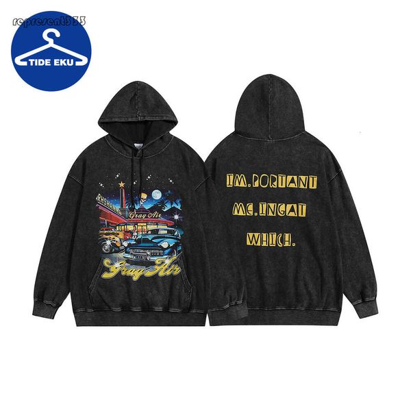 dhgate Essentialhoody Men Trendy Wear American Casual Felpa con cappuccio stampata dipinta a mano Maglione da lettera da uomo nuovo